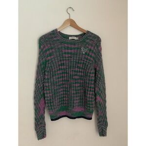 Coach 1941 Space Dye Crewneck Women Sz M 100% Wool MadeInItaly REXY Green Lilac